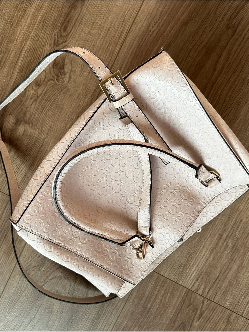 G by GUESS Blush Pink Embossed Handbag + Wallet